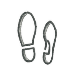 Icona disegnata a mano di due impronte di piedi