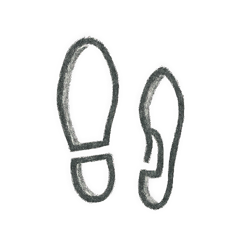 Icona disegnata a mano di due impronte di piedi
