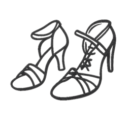 Icona disegnata a mano di scarpe da ballo con tacco