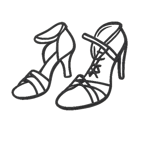 Icona disegnata a mano di scarpe da ballo con tacco