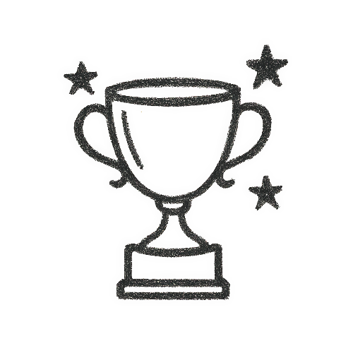 Icona disegnata a mano di un trofeo con stelline