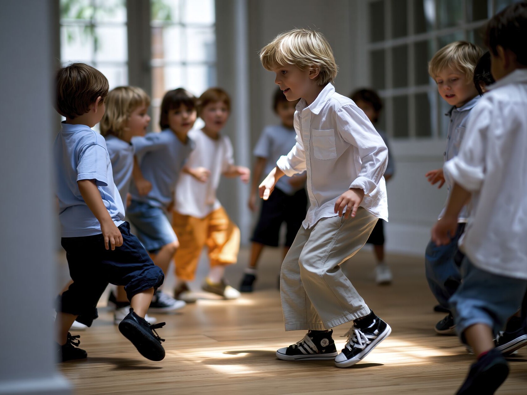 Coppie adulte durante una lezione di ballo in una sala accogliente, simbolo del corso General Dancing per principianti di VIVIDANZA.